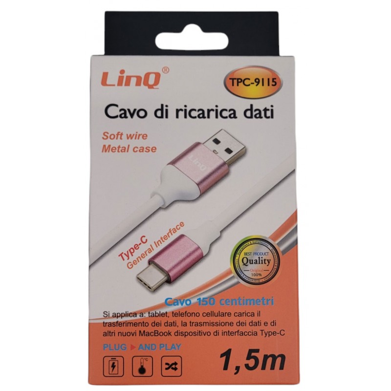 LINQ TPC-9115 Cavo di Ricarica dati soft wire Metal case 150